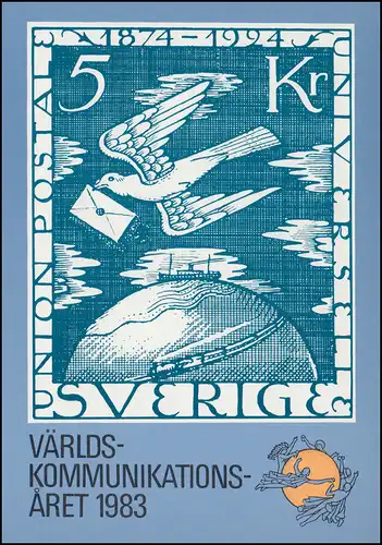 Schweden Postkarte P 106 UIT Internationale Fernmeldeunion FDC Stockholm 1.10.83