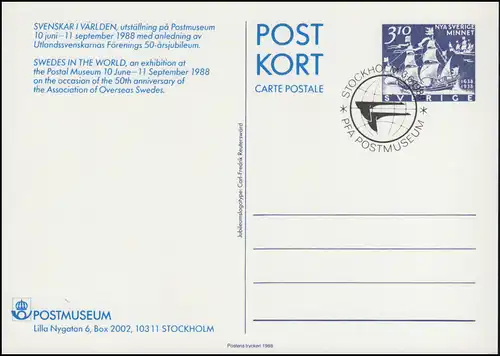 Schweden Postkarte P 109 Ausstellung Schweden in der Welt, SSt Stockholm 3.6.88