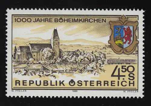 1812 1000 ans Böheimkirchen, vue de la ville, armoiries, 4.50 S, frais de port**