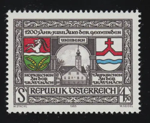 1824 1200 J. Hofkirchen, Baptêmes & Femmes, Armoiries communales Eglise, 4.50 S **