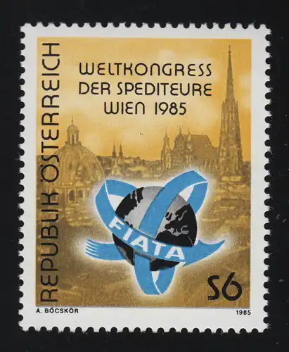 1828 Weltkongress der Spediteure, FIATA Emblem, Stadtansicht Wien, 6 S **