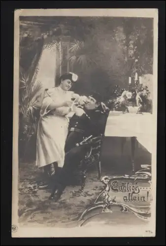 AK Endlich allein! Soldat stößt mit der Liebsten an BERLIN/ STRASSBURG 23.5.06