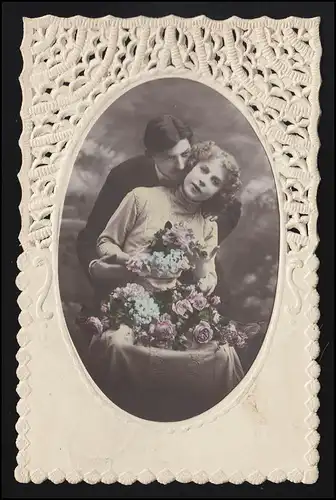 AK Mann tient bien-aimé, avec des fleurs, censure Belgium MOL /ZOUTLEEUW 7.2.18