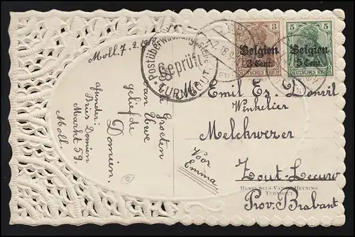 AK Mann tient bien-aimé, avec des fleurs, censure Belgium MOL /ZOUTLEEUW 7.2.18