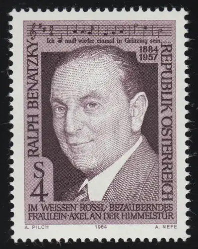 1781 100. Geburtstag, Ralph Benatzky, Komponist, 4 S, postfrisch **