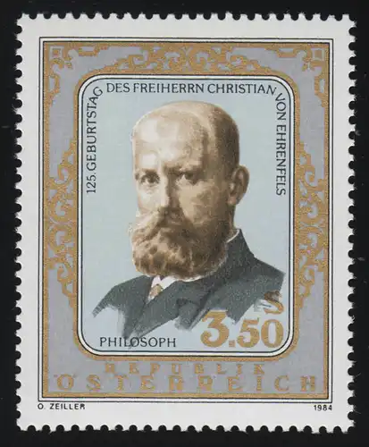 1782 125e anniversaire, Freiherr Christian von Ehrenfels, 3.50 S, frais de port **