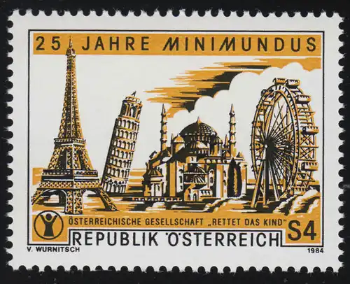 1783 25 ans Miniature Ville "Minimunus," Klagenfurt, Modèles Bauwerke, 4 p. **