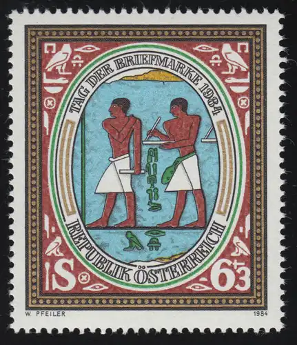 1797 Tag der Briefmarke, Schreiber + Briefbote, ägypt. Grabgemälde, 6 S + 3 S **