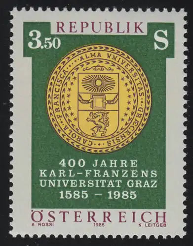 1799 400 Jahre Karl-Franzens-Universität Graz, Universitätssiegel, 3.50 S **