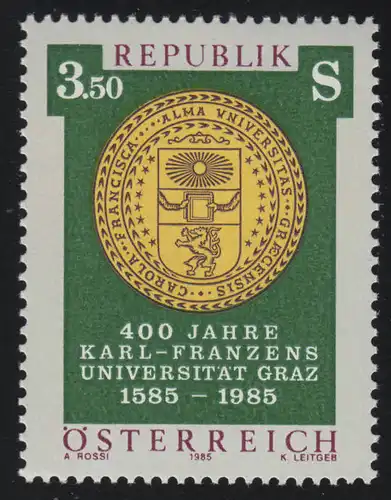 1799 400 ans Université Karl Franczens de Graz, Scellé universitaire, 3.50 S **