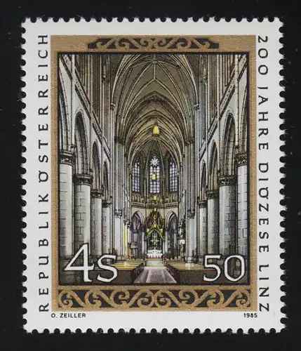 1802 200 ans Diocèse de Linz, vue intérieure de la cathédrale de Linz, 4.50 S, frais de port **