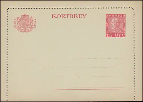 Suède Cartes de crédit K 27II V KORTBREV 15 Öre, denkäkt 11 1/2, ** post-fraîchissement