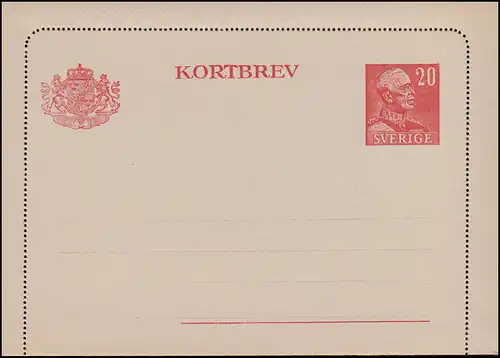 Suède Cartes de crédit K 31 KORTBREV 20 Öre 1946 ** post-fraîchissement