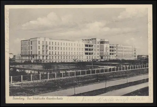 Foto AK Städtisches Krankenhaus BROMBERG Feldpost Reserve Lazarett, 24.7.1940