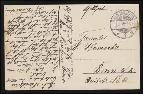 Photo AK No 6626 SPRUDELMOF Centre thermal Art Nouveau BAD NAUHEIM selon BONN 15.4.1918