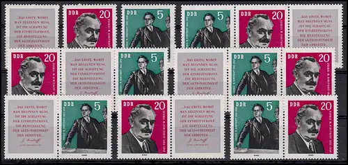 893-894 ZD Dimitrow, 6 Zusammendrucke und 2 Einzelmarken, Set postfrisch **