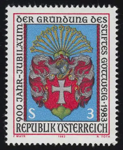 1737 900 Jahre Stift Göttweig, Stiftswappen, 3 S, postfrisch **