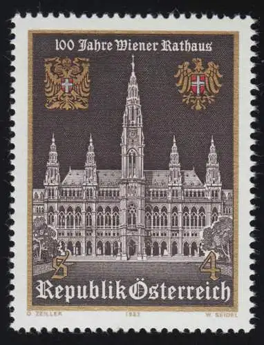 1752 100 Jahre Wiener Rathaus, altes + neues Stadwappen 4 S, postfrisch **