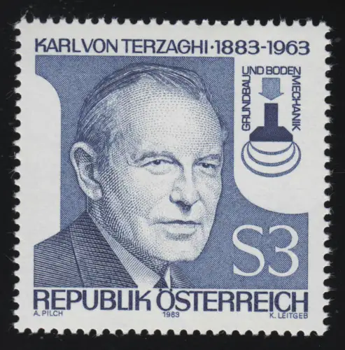 1753 100. Geburtstag, Karl von Terzaghi, Begründer Tiefbau, 3 S, postfrisch **