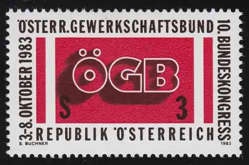 1754 Bundeskongress Österreichischer Gewerkschaftsbund, ÖGB Emblem, 3 S, **