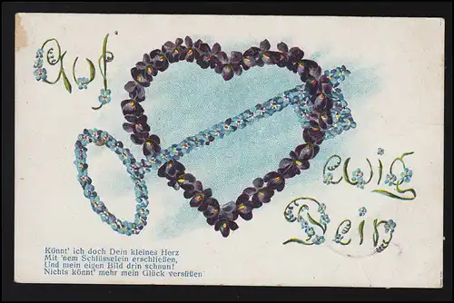 AK "Auf ewig Dein" Schlüssel Herz Veilchen Vergissmeinnicht, LADBERGEN 28.4.13