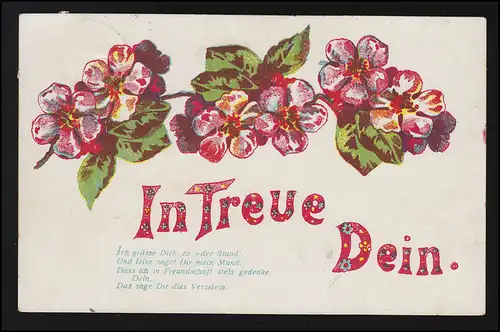 AK "En Fidélité Votre" Verset Fleurs Florales roses Écriture LENGERICH 11.12.1912