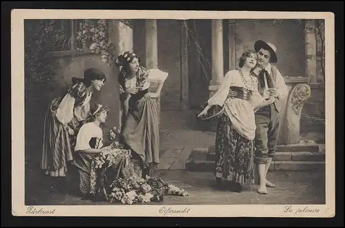 Foto AK "Eifersucht" Frauen lästern über ein Liebespaar, REGENSBURG 27.1.1921