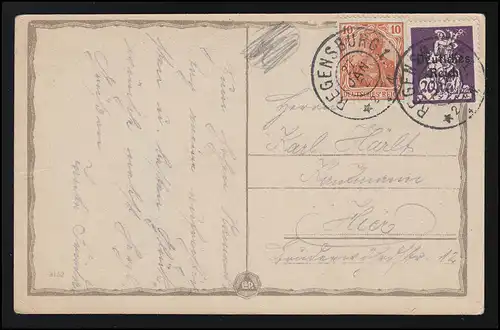 Photo AK "Fulminer" Les femmes blasphément sur un couple d'amoureux, REGENSBURG 27.1.1921