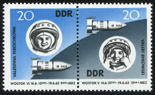 970-971 Weltraumflug Wostok 5 und 6 - ZD mit PLF Kerbe im R, Feld 1, **