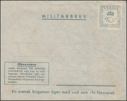 Poste militaire BRETEUR MILITAIRE FÄLTPOST - arrière SVARSMARKE milieu, ** post-fraîchissement