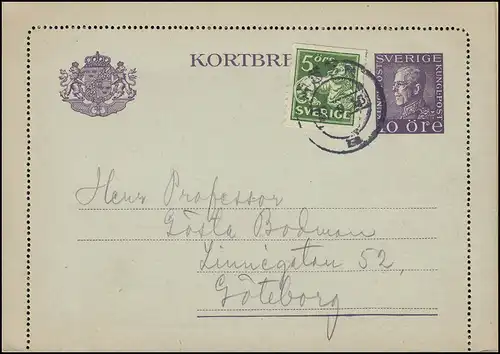 Lettre de carte K 26II KORTBREV 10 Öre avec appoint, de FACE, carte avec bord