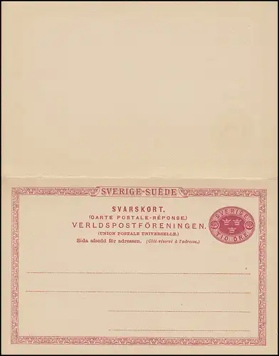 Postkarte P 22 SVERIGE-SUEDE 10/10 Öre, GÖTEBORG 7.12.1894 als Ortsdoppelkarte