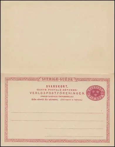 Postkarte P 22 SVERIGE-SUEDE 10/10 Öre, GÖTEBORG 7.12.1894 als Ortsdoppelkarte