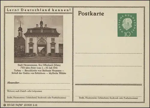 P053-94/587 Heusenstamm, Kreis Offenbach, 750-Jahr-Feier 1961 **