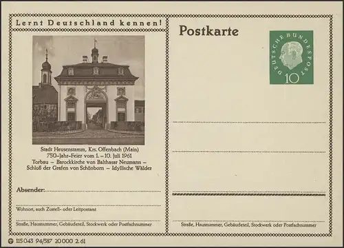 P053-94/587 Heusenstamm, Kreis Offenbach, 750-an-Feier 1961 **