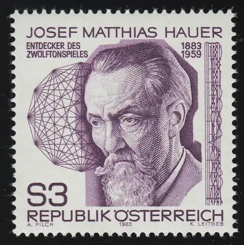 1733 100. Geburtstag, Josef Mathias Hauer, 3 S, postfrisch **