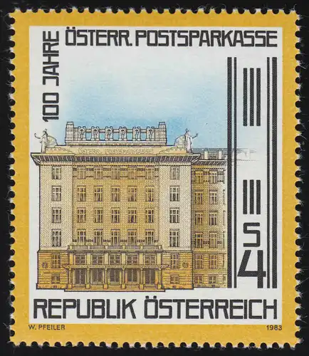1728 Österreichische Postsparkasse, Postsparkassengebäude Wien 4 S postfrisch **