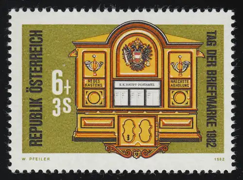 1726 Tag der Briefmarke, Briefkasten System "Mainz-Weber" (um 1870) 6 S + 3 S **