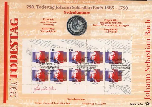 2126 Johann Sebastian Bach - Numisblatt 3/2000