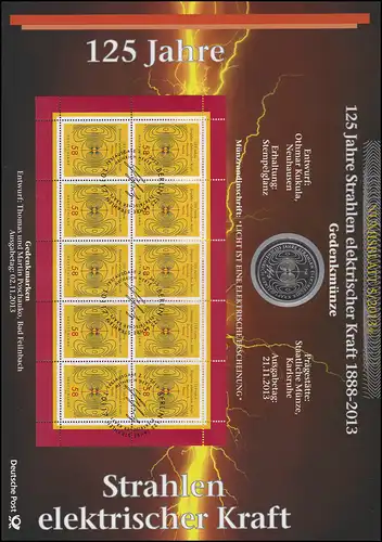 3036 Heinrich Hertz - 125 ans de rayonnement de la force électrique - Numisblatt 5/2013