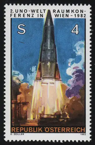 1715 2. UNO Weltraumkonferenz in Wien, Raketenstart, 4 S, postfrisch **