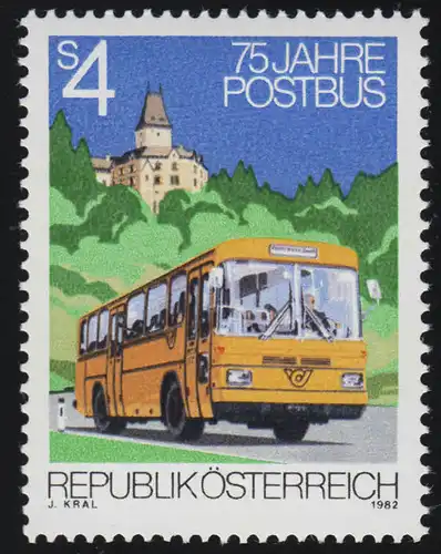 1714 75 Jahre Postbusverkehr, Postbus, Burg Ottenstein, 4 S, postfrisch **