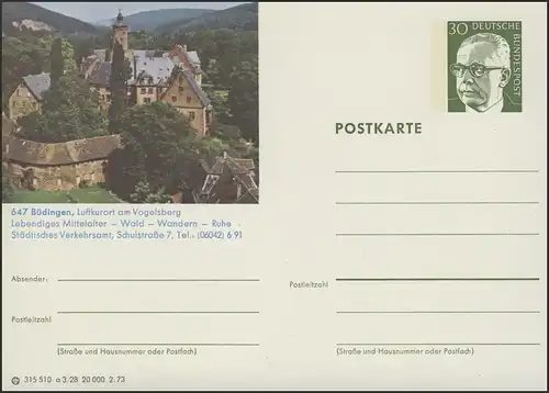 P109-a03 647 Büdingen/Vogelsberg, station thermale aérienne, château **