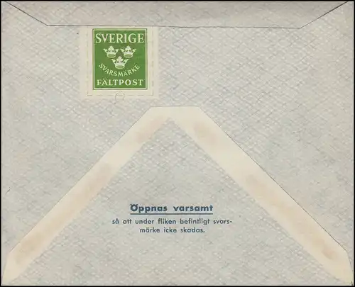 Poste militaire MILITAIRE BRET DE FÄLTPOST - arrière SVARSMARKE gauche, **