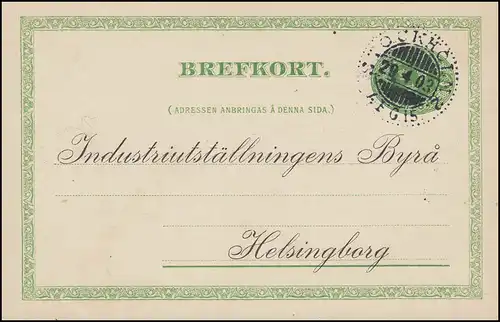 Carte postale P 19 BREFKORT 5 Öre, STOCKHOLM 29.4.1903 vers Helsingborg