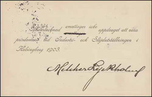 Postkarte P 19 BREFKORT 5 Öre, STOCKHOLM 29.4.1903 nach Helsingborg