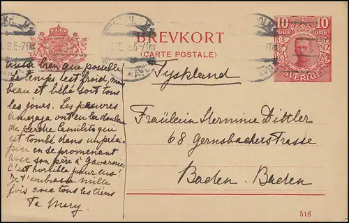 Carte postale P 34 BREVKORT Roi Gustav Date d'impression 516, STOCKHOLM 20.10.19