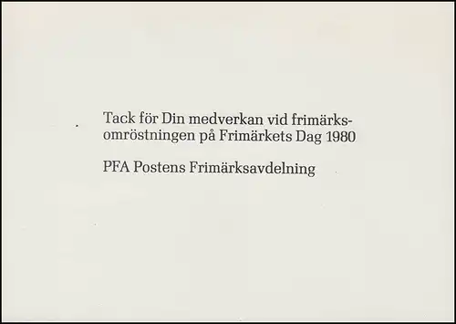 Postkarte/Gedenkblatt 125 Jahre Schwedische Briefmarken SSt Stockholm 11.10.1980