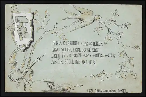 Lyrique AK Seul le ciel est clair et serein, Verse Moritz Veit GLADBACH 15.6.1900