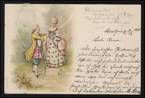 Lyrik AK Der kosende Wind die Lüfte so lind Adelige Taxe MONTJOIE 31.12.00